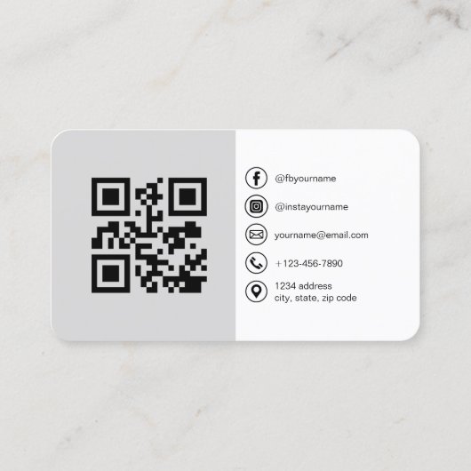 Grey Photo QR Code 名刺 (裏面)