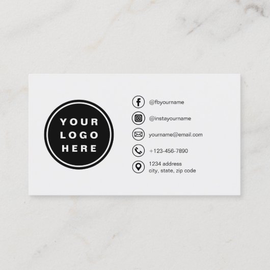 Grey Photo with QR Code Social Media 名刺 (裏面)