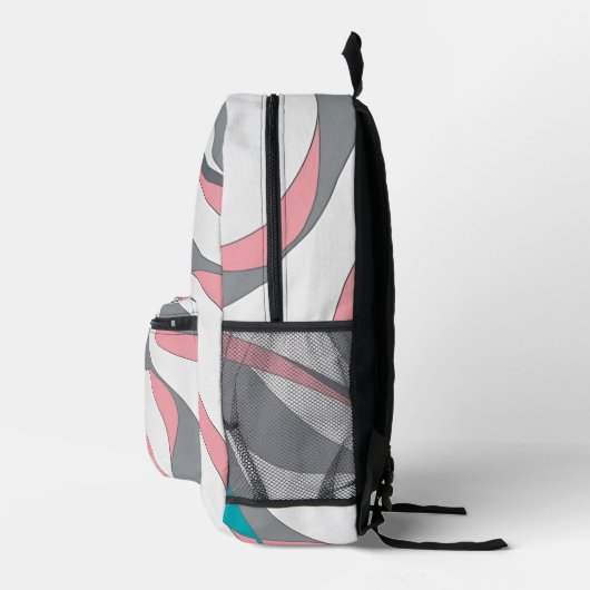 Grey Pink and Blue Abstract Backpack プリントバックパック (右)