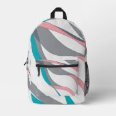 Grey Pink and Blue Abstract Backpack プリントバックパック (正面)