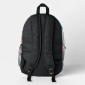 Grey Pink and Blue Abstract Backpack プリントバックパック (裏面)