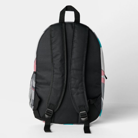 Grey Pink and Blue Abstract Backpack プリントバックパック (裏面)