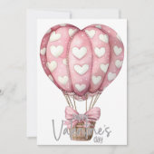 Grey pink heart balloon Happy Valentines Day シーズンカード (正面)