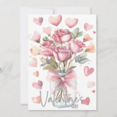 Grey pink rose jar Happy Valentines Day シーズンカード (正面)