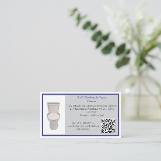Grey Plumber Plumbing Services Toilet  名刺 (スタンド正面)