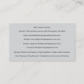 Grey Plumber Plumbing Services Toilet 名刺 (裏面)