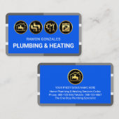 Grey Plumbing Pipe Frame Gold Handyman Tools 名刺 (正面/裏面)