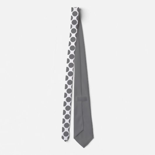 Grey Polka Dots on White Custom Necktie ネクタイ (裏面)
