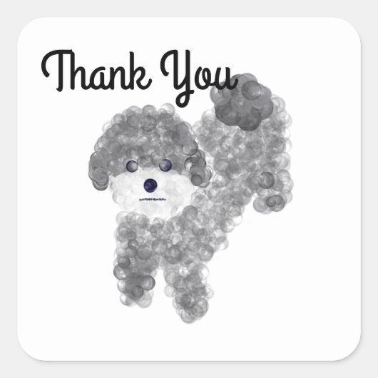 Grey Poodle #1スタンプありがとう スクエアシール (正面)