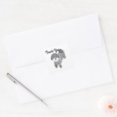 Grey Poodle #1スタンプありがとう スクエアシール (封筒)
