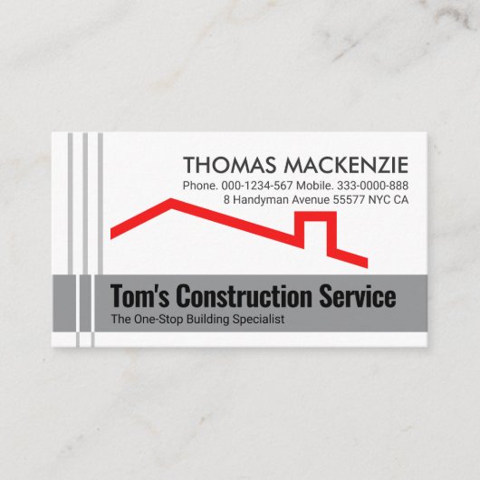 Grey Re-bar Lines Concrete Layer Red Roof 名刺 (正面)