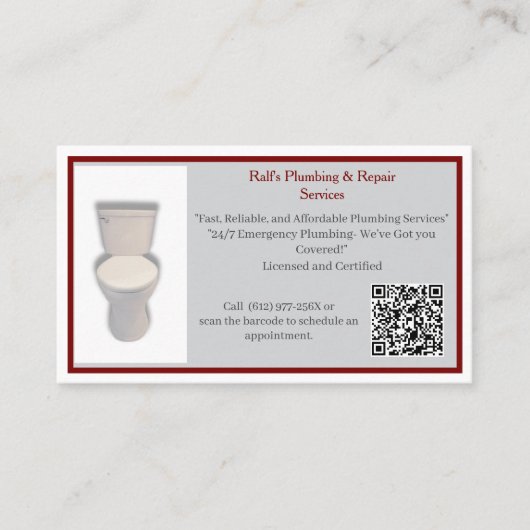 Grey Red  Plumber Toilet  名刺 (正面)