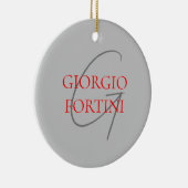 Grey Red Your Name Initial Monogram Modern セラミックオーナメント (右)