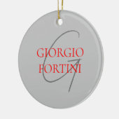 Grey Red Your Name Initial Monogram Modern セラミックオーナメント (左)