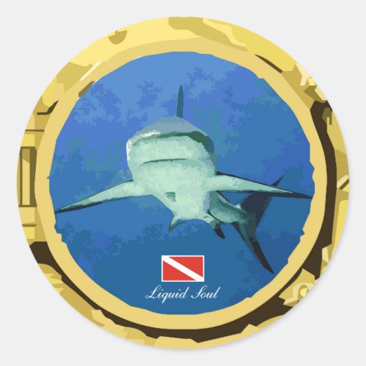 Grey Reef Shark Sticker ラウンドシール (正面)