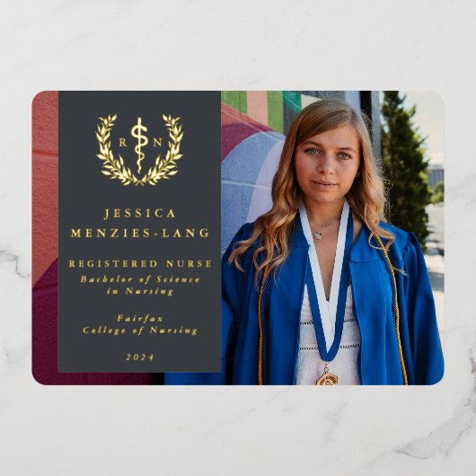 Grey RN Asclepius卒業写真のお知らせ 箔招待状 (正面)