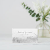 Grey Silver Abstract Smoke QR Code & Social Media 名刺 (スタンド正面)