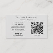 Grey Silver Abstract Smoke QR Code & Social Media 名刺 (裏面)