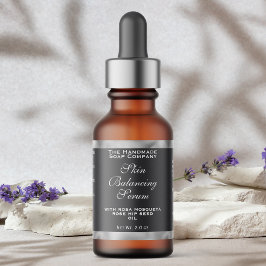 Grey Silver Cosmetics Small Dropper Bottle Label  ラベル