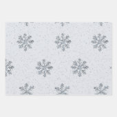 Grey Silver Snowflake Trees Christmas ラッピングペーパーシート (正面3)