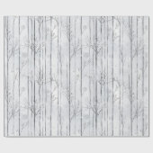 Grey Silver Snowflake Trees Christmas ラッピングペーパー (フラット)