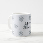 Grey Silver Snowflakes Christmas コーヒーマグカップ (正面左)