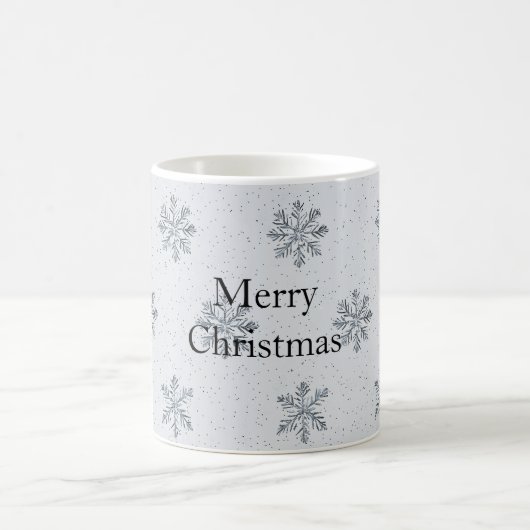 Grey Silver Snowflakes Christmas コーヒーマグカップ (中央)