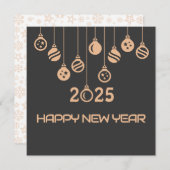 Grey Square wish card New Year with Christmas ball シーズンカード (正面/裏面)