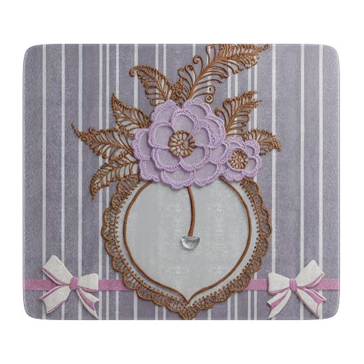 Grey stripes AI art  カッティングボード (正面)