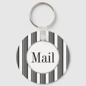 Grey Stripes on White Editable Mail Key Keychain キーホルダー (正面)