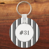 Grey Stripes on White Editable Mail Key Keychain キーホルダー (裏面)