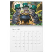 Grey Tabby Calendar カレンダー (3月 2026)