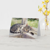 Grey Tabby Cat Study C In Watercolors カード (黄色い花)