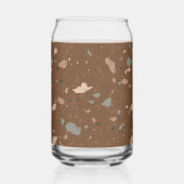 Grey Tan Glass Chips Brown Retro Terrazzo Pattern ガラス缶 (裏面)