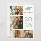 Grey Toile de Jouy Graduation Invitation 招待状 (正面)