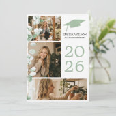 Grey Toile de Jouy Graduation Invitation 招待状 (スタンド正面)