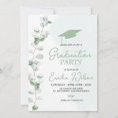 Grey Toile de Jouy Graduation Invitation 招待状 (裏面)