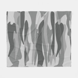 Grey Tone Abstract Camouflage フリースブランケット