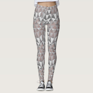 grey tones geometric pattern with triangles レギンス