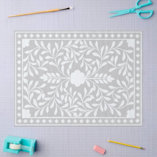 Grey Traditional Bone Inlay Decoupage Paper 薄葉紙 (クラフト)