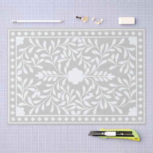 Grey Traditional Bone Inlay Decoupage Paper 薄葉紙 (クラフト)