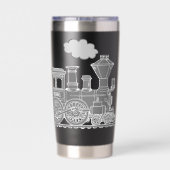 Grey train graphic full name drinks bottle 保温保冷タンブラー (背面)