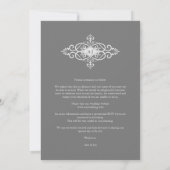Grey Trendy Lace Flourish Initials Wedding Photo セーブザデート (裏面)