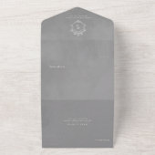 Grey Velvet Elegant Baroque Frame Wedding オールインワン招待状 (外側)