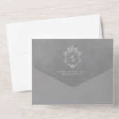 Grey Velvet Elegant Baroque Frame Wedding オールインワン招待状 (裏面)