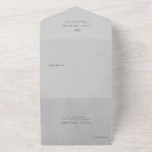 Grey Velvet Laurel Wreath Minimalist Wedding オールインワン招待状 (外側)