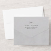 Grey Velvet Laurel Wreath Minimalist Wedding オールインワン招待状 (裏面)