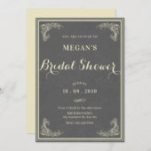 Grey vintage elegant baby shower  招待状 (正面/裏面)