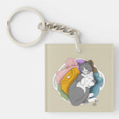 Grey White Cat Hair Laundry キーホルダー (正面)