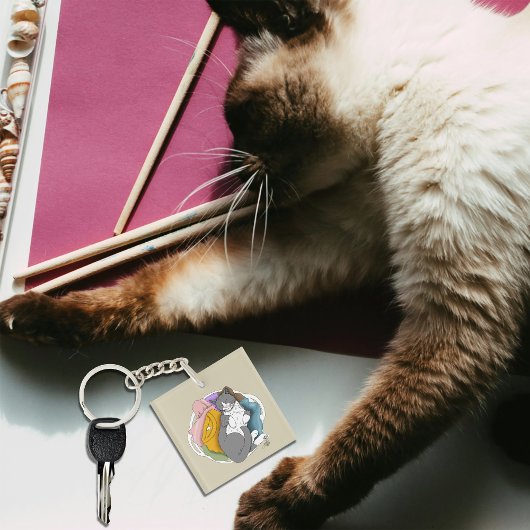 Grey White Cat Hair Laundry キーホルダー